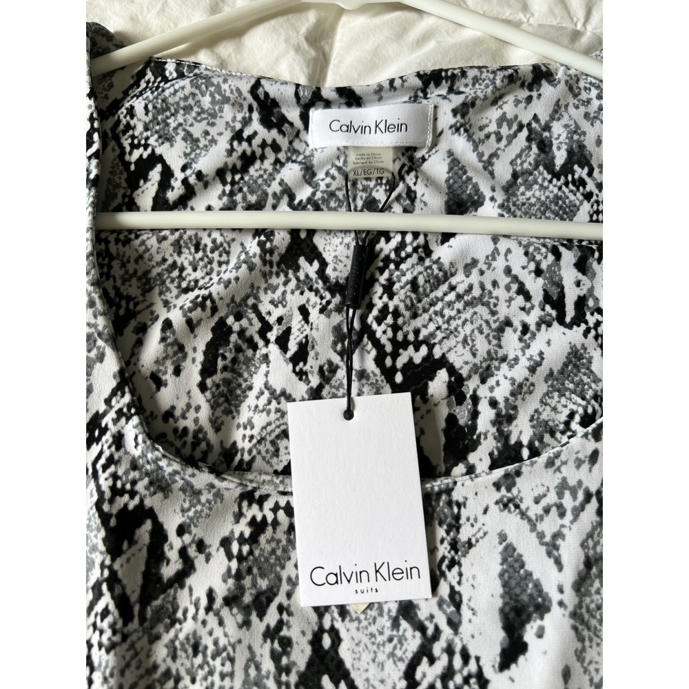 Calvin Klein Wom sleeveless knit top scoop neck multi color snake print XL NWT - Picture 3 of 11